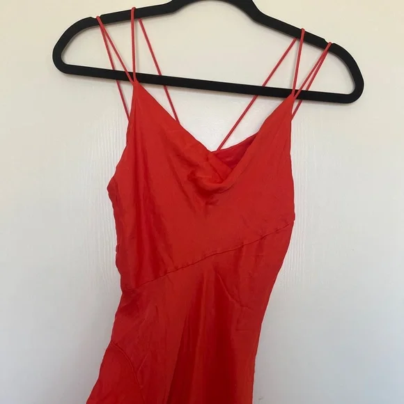 orange zara satin dress Zara mini orange satin dress